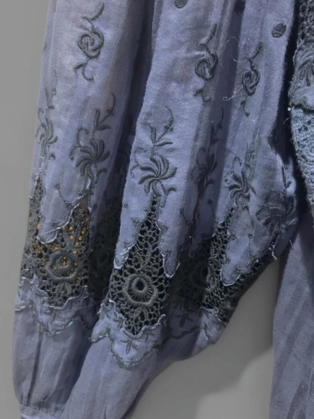 LoveShackFancy Embroidered Cotton Blouse – Blue (Size M) - Picture 3 of 9